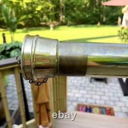 Vintage Solid Brass Telescope Wooden Adjustable Tripod Nautical 36 Halloween