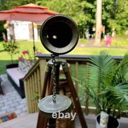 Vintage Solid Brass Telescope Wooden Adjustable Tripod Nautical 36 Halloween