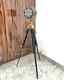 Vintage Spot Light Floor Lamp Adjustable Wooden Tripod Marine Studio Searchlig