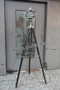 Vintage Spot Search Light Photography Studio Floor Lamp With Wooden Tripod Stand