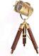 Vintage Spot Light Floor Lamp Searchlight Chrome With Wooden Tripod Home Décor