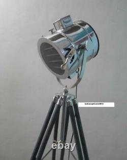 Vintage Spotlight Floor lamp with Grey Wooden Tripod Stand Floor Spot Light