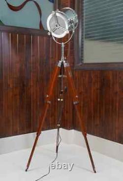 Vintage Spotlight Large Lamp Nautical Tripod Theater Floor Lamp Studio Search Li