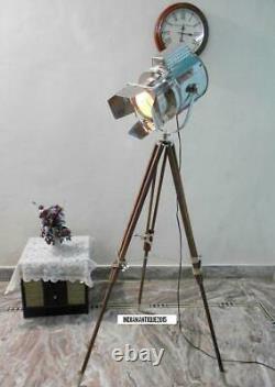 Vintage Stage Searchlight Sisum Wooden Tripod Stand Search Light Studio Lamp