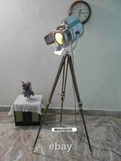 Vintage Stage Searchlight Sisum Wooden Tripod Stand Search Light Studio Lamp