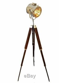 Vintage Stage Searchlight Wooden Tripod Stand Search Light Studio Spot Lamp