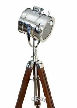 Vintage Stage Searchlight Wooden Tripod Stand Search Light Studio Spot Lamp