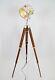 Vintage Stage Searchlight Wooden Tripod Stand Search Light Studio Spot Lamp Rust