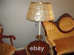 Vintage Stiffel Solid Brass Floor Lamp And wood Table combo