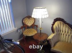 Vintage Stiffel Solid Brass Floor Lamp And wood Table combo