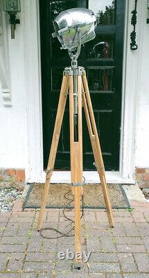 Vintage Strand Electric Patt 123 Theatre Stage Film Floor Light Lamp Teak Tripod