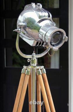 Vintage Strand Patt 23 Theatre Light Lamp Stage Lantern On New Teak Tripod Stand