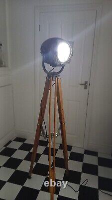 Vintage Strand Theatre Lamp & Wooden Tripod