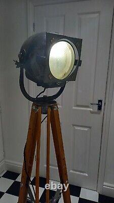 Vintage Strand Theatre Lamp & Wooden Tripod