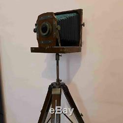 Vintage Style Antique Folding Camera With Wooden Tripod