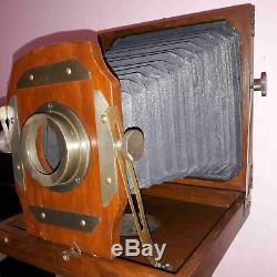 Vintage Style Antique Folding Camera With Wooden Tripod Collectible Home Decor