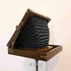 Vintage Style Antique Folding Camera With Wooden Tripod Collectible Item