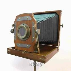 Vintage Style Antique Folding Camera With Wooden Tripod Home Decor Gift