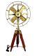 Vintage Style Brass Antique Electric Pedestal Fan With Wooden Tripod Stand Gift