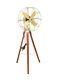 Vintage Style Brass Antique Tripod Fan With Stand Nautical Floor Fan Home