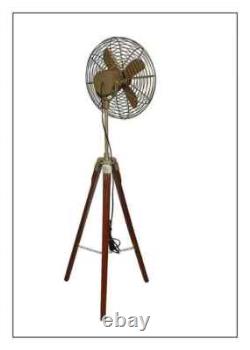 Vintage Style Brass Antique Tripod Fan With Stand Nautical Floor Fan Home Decor