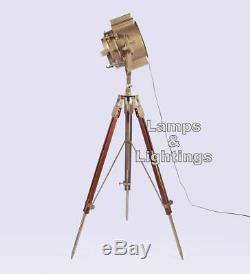 Vintage Style Movie Spot Light Searchlight Industrial Floor Standing Tripod Lamp