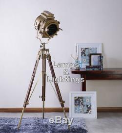 Vintage Style Movie Spot Light Searchlight Industrial Floor Standing Tripod Lamp