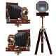 Vintage Style Old Projector Camera With Tripod Wooden Stand Home Decor Item