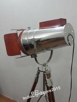 Vintage Style Retro Floor Lamp Tripod Stand Nautical Leather Spot Search Light