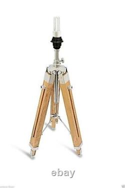 Vintage Style Searchlight Floor Lamp Nautical Wooden Tripod Stand Studio Floor S