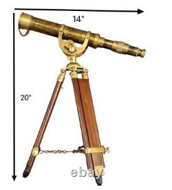 Vintage-Style Telescope Antique Brass With Wooden Tripod Stand Gift Item
