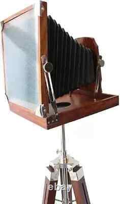 Vintage Style Wooden Camera on Tripod Antique Collectible Floor Home Décor Prop