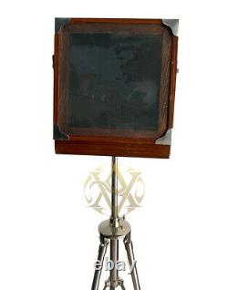 Vintage Style Wooden Camera on Tripod Antique Collectible Table Top Home Décor