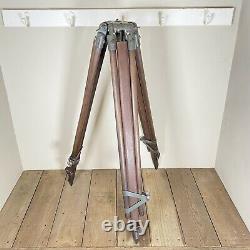 Vintage Surveyors Tripod Old Wooden Stand for Light Lamp Spotlight