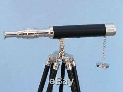 Vintage TELESCOPE Hand-Made Designer Nautical Brass With Wooden Tripod Stand