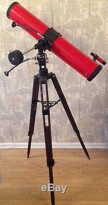 Vintage Tasco Astronomical Telescope Metal Body Wooden Tripod Lenses