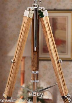 Vintage Teak Wood Floor Lamp Marine Nautical Tripod Wooden Stand Use With Shade/