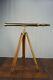 Vintage Telescope Brown Handmade With Tripod Wooden Stand Antique Brass Telescope
