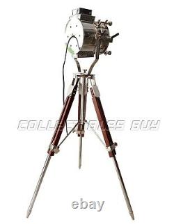 Vintage Theater Silver LED Tripod Floor Standing Lamp Searchlight Studio Lamps