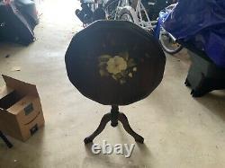 Vintage Tilt Flip Top Dodecahedron wooden Accent Side end tripod Table