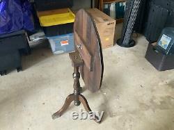 Vintage Tilt Flip Top Dodecahedron wooden Accent Side end tripod Table