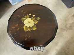 Vintage Tilt Flip Top Dodecahedron wooden Accent Side end tripod Table