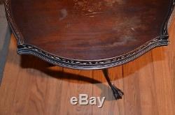 Vintage Tri-Pod Mahogany Pie Crust Table with Raised Wood Gallery
