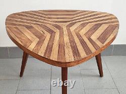 Vintage Tripod Coffee Table 1950s Marquetry Rockabilly