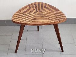 Vintage Tripod Coffee Table 1950s Marquetry Rockabilly