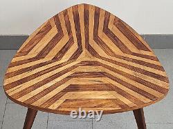 Vintage Tripod Coffee Table 1950s Marquetry Rockabilly