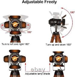 Vintage Tripod Floor Lamp, Height Adjustable Wooden Camera Tripod