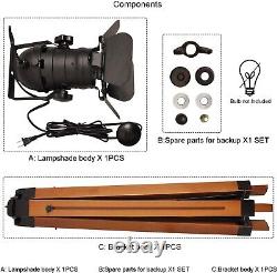 Vintage Tripod Floor Lamp, Height Adjustable Wooden Camera Tripod
