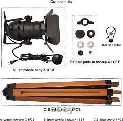 Vintage Tripod Floor Lamp, Height Adjustable Wooden Camera Tripod
