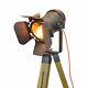 Vintage Tripod Floor Lamp, Stylish Industrial Design Torchiere, With Wooden Led